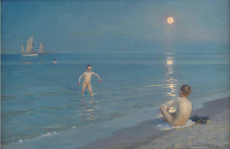 Boys bathing on a summer evening at Skagen Beach, Peder Severin Kroyer